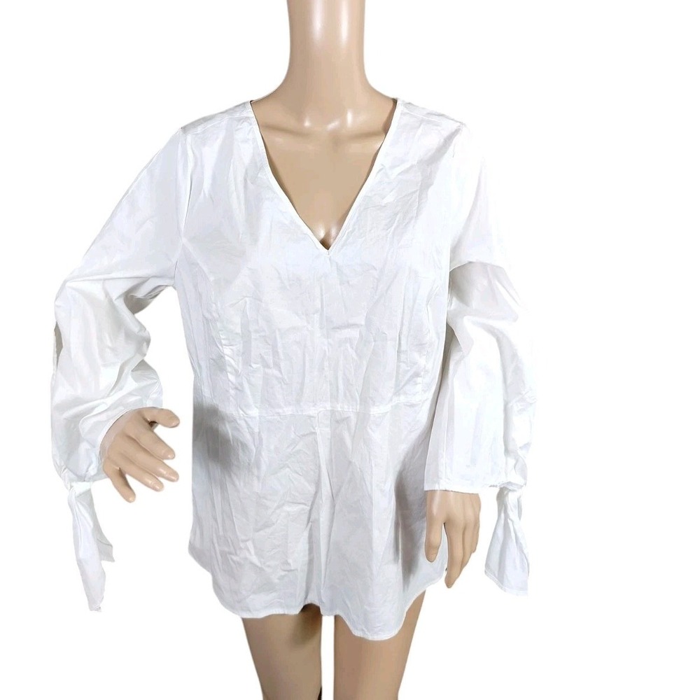 J Crew Universal Standard Blouse Woman's White Large Cottagecore Peasant Simple
